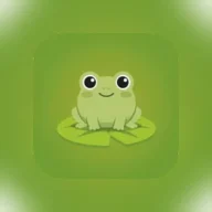 Walk the Frog game logo — cute frog on a lily pad
